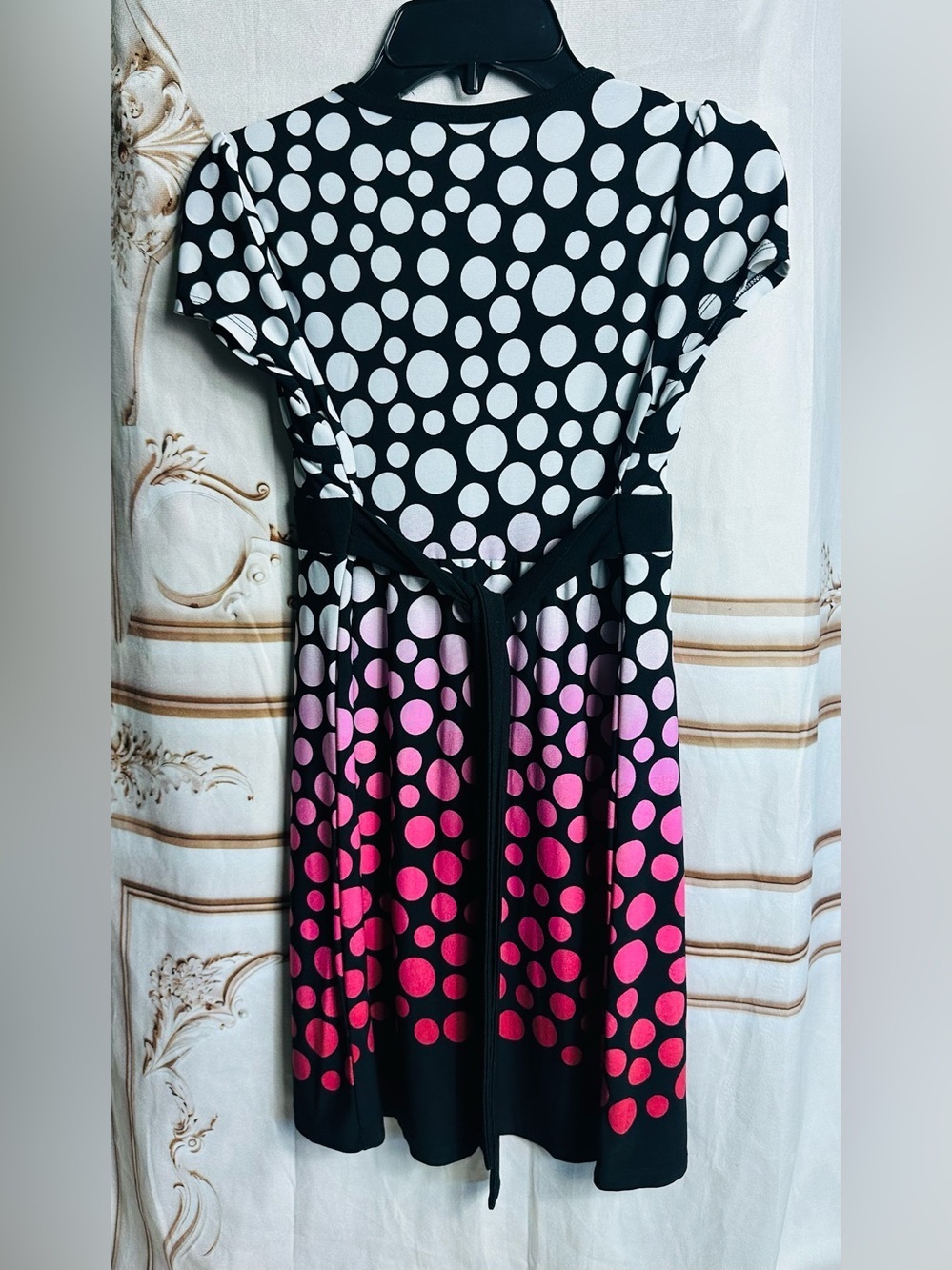 Echo Black White and Pink Polka Dot Girls Casual Dress - Picture 5 of 9